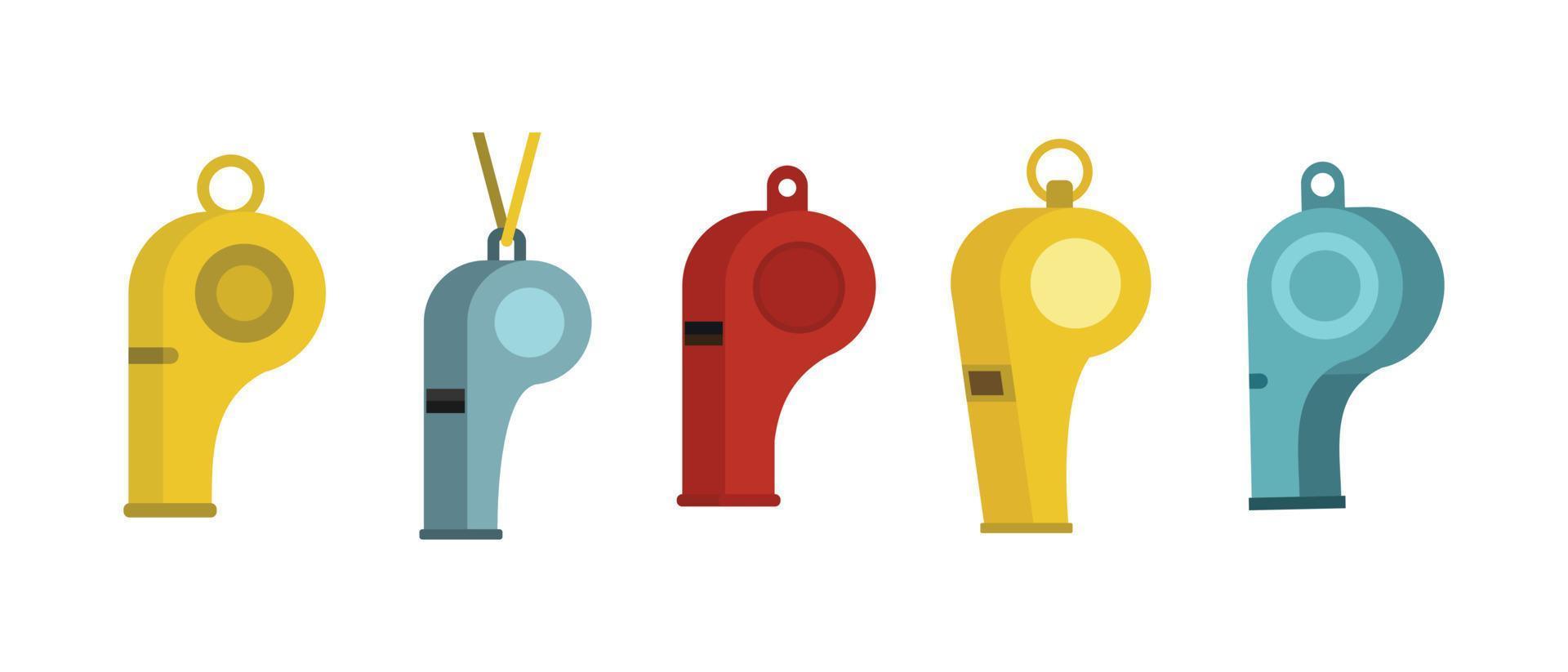 Whistle icon set, flat style vector