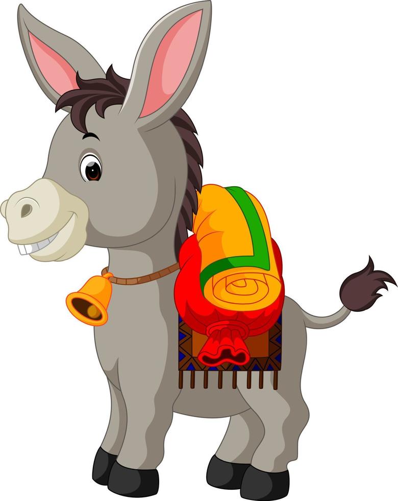 donkey carries a large bag vector