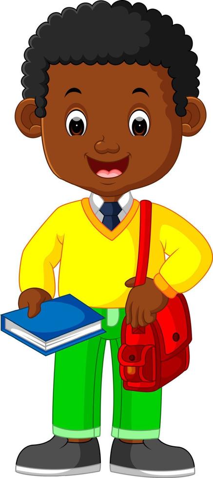 Cute boy go to school vector