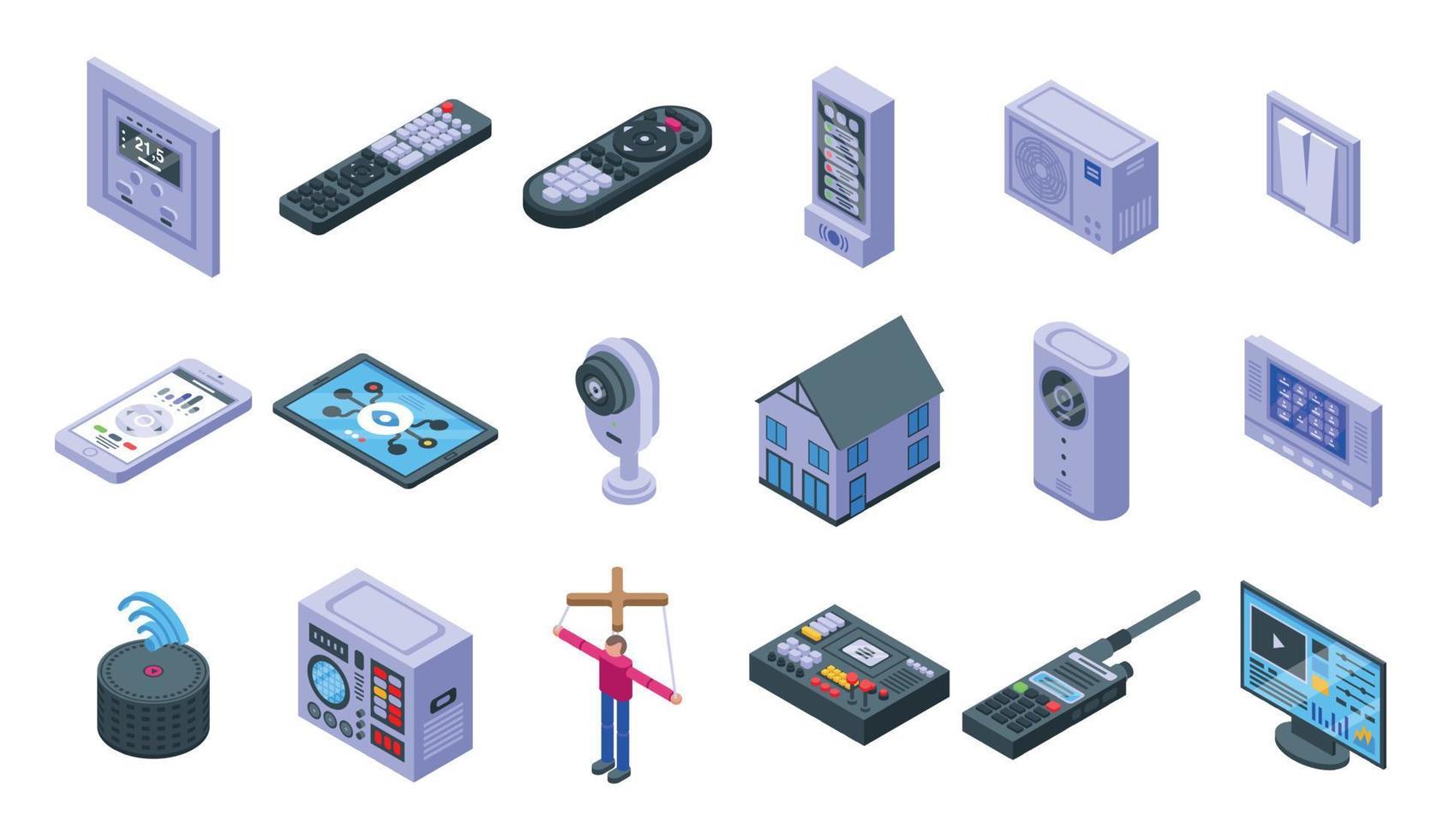 Control icons set, isometric style vector