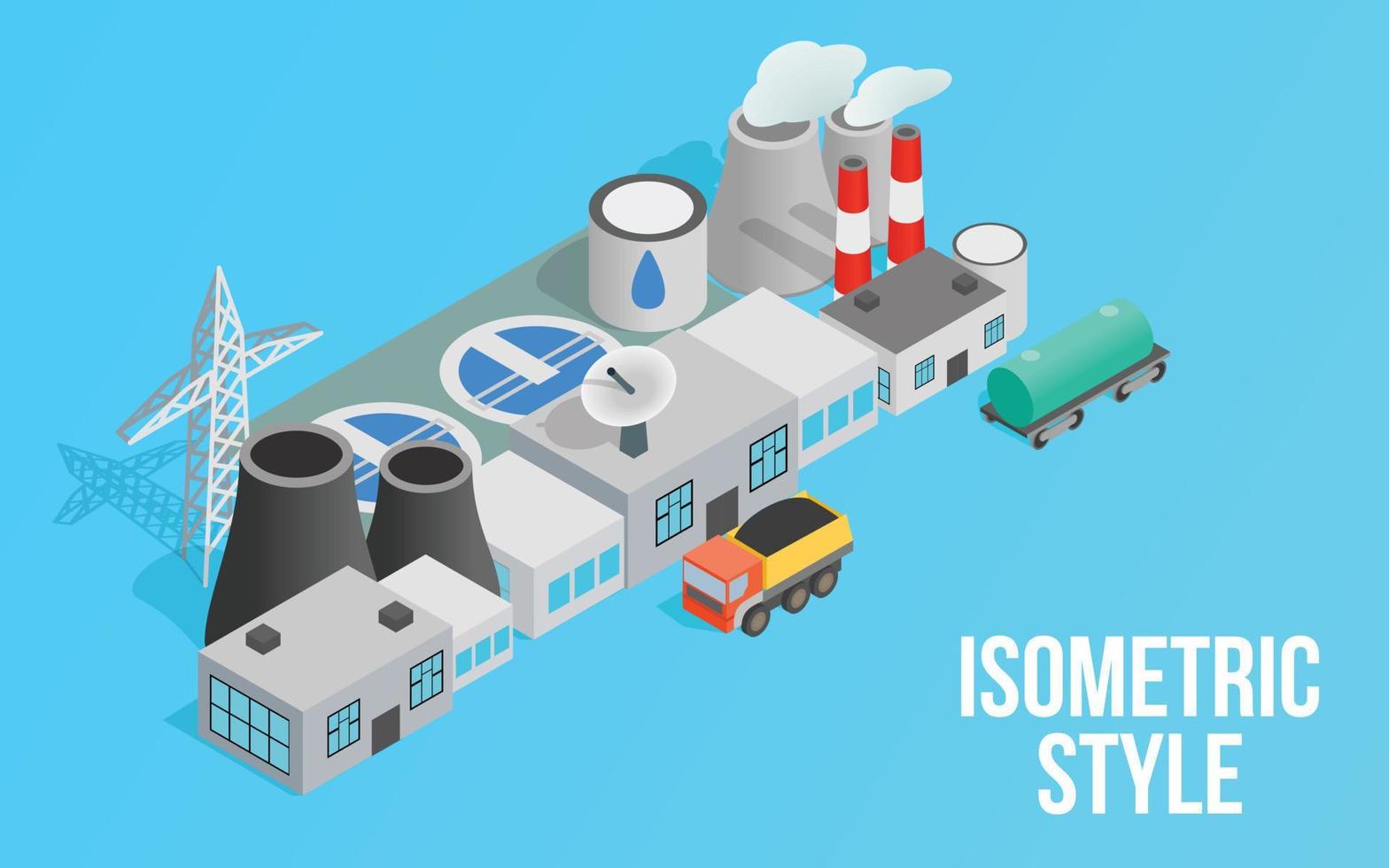 Energy factory clip art, isometric style vector