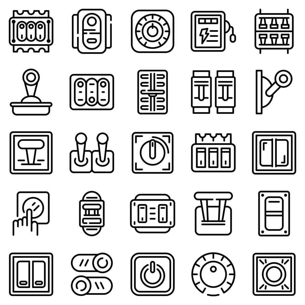 Breaker switch icons set, outline style vector