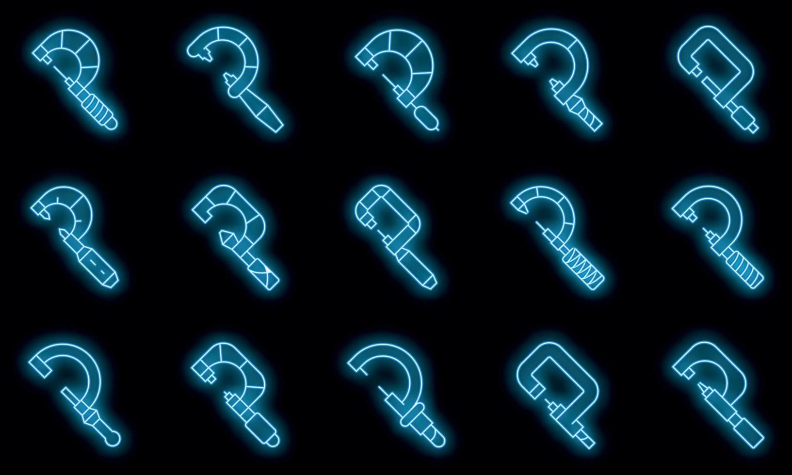 Micrometer icons set vector neon