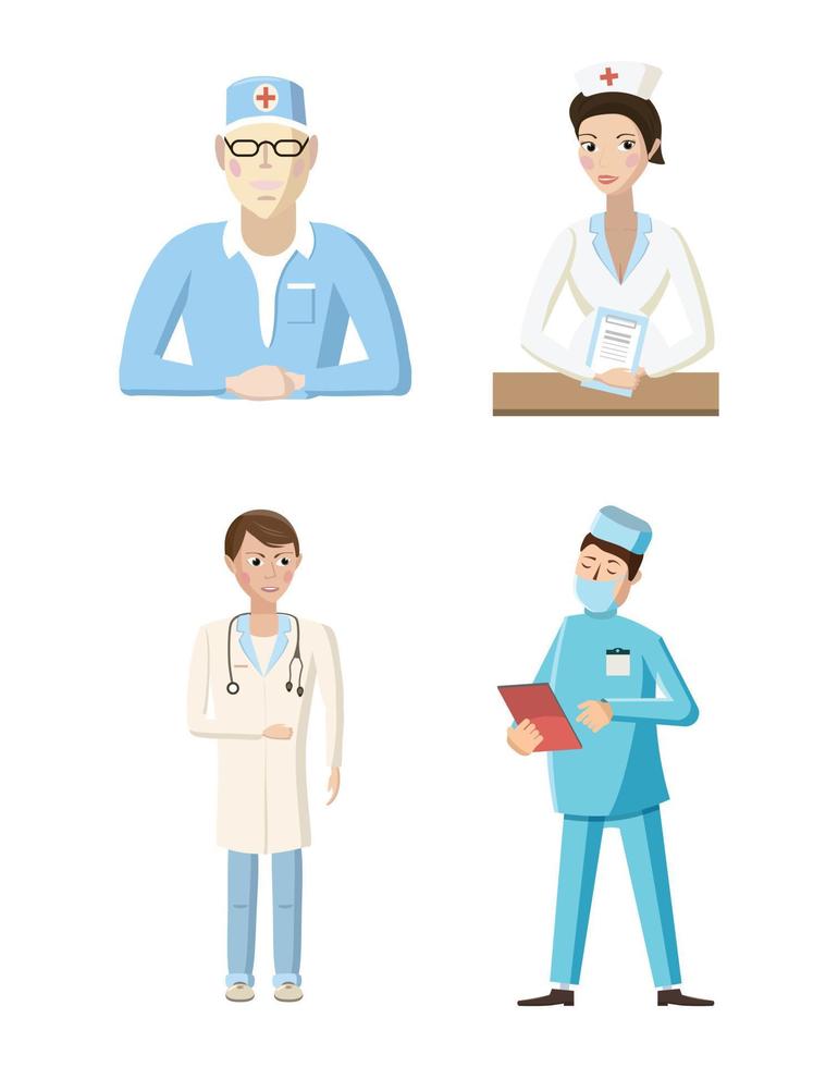 conjunto de iconos de médico, estilo de dibujos animados vector