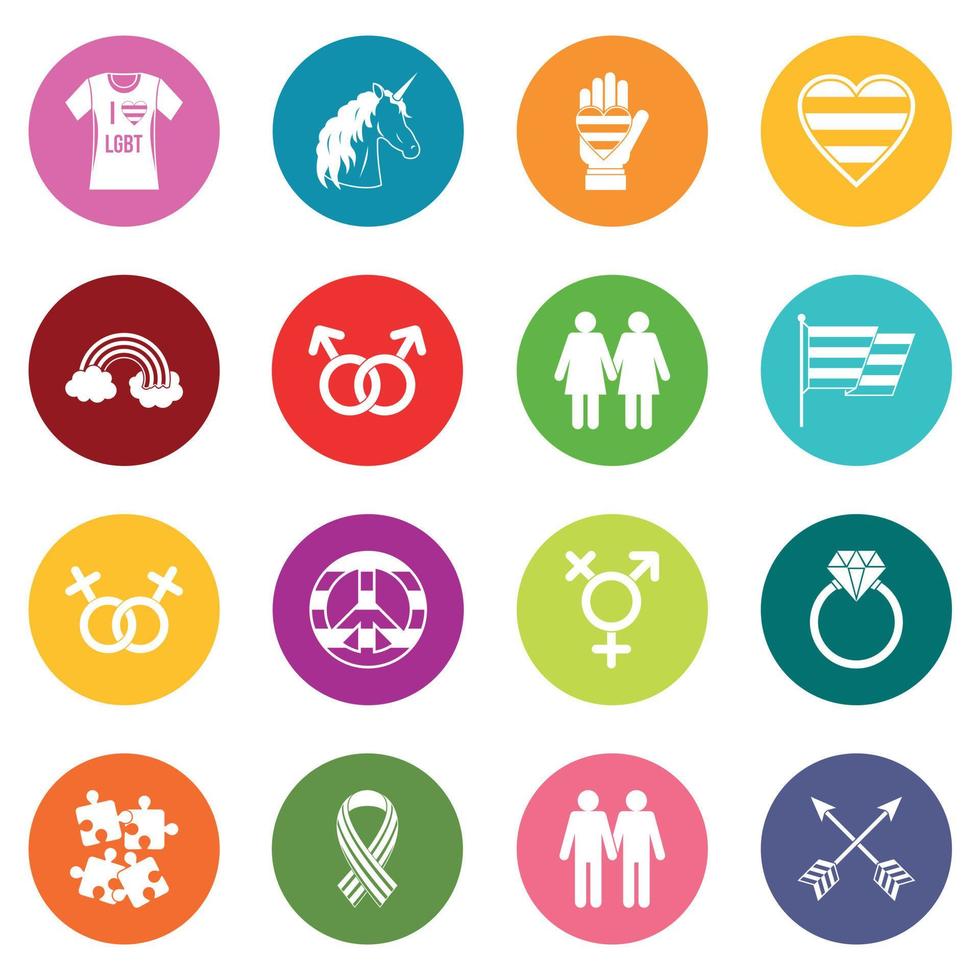 Lgbt icons many colors set vector