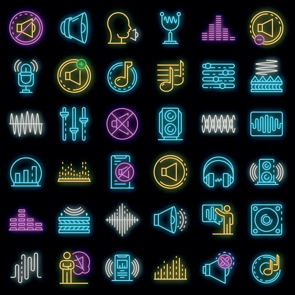 Acoustics icons set vector neon