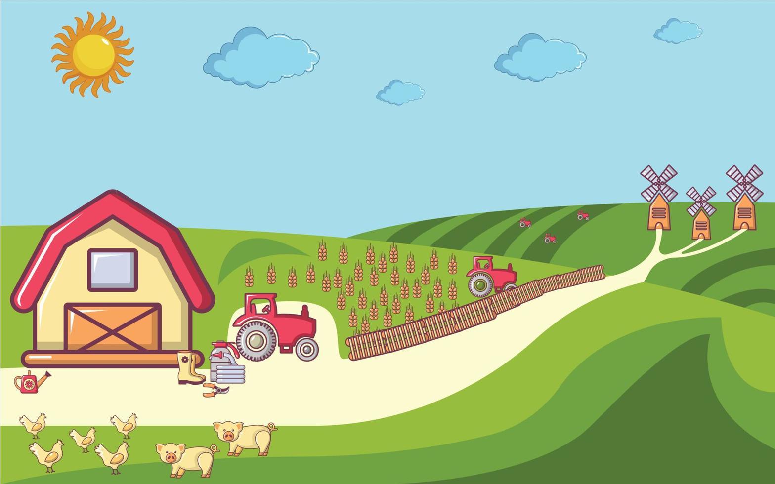 Farm concept banner, cartoon style vector