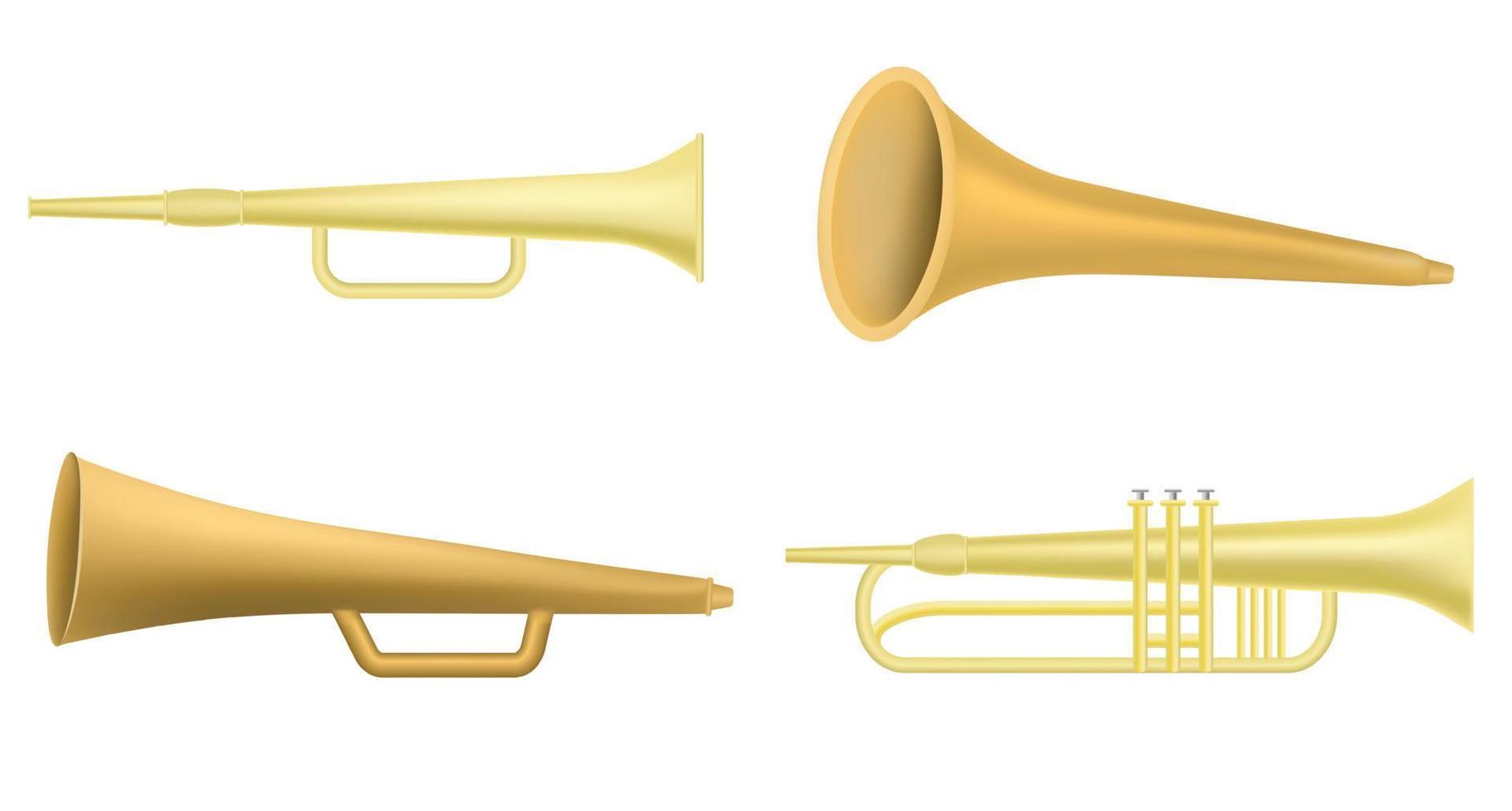 Trumpet icon set, realistic style vector