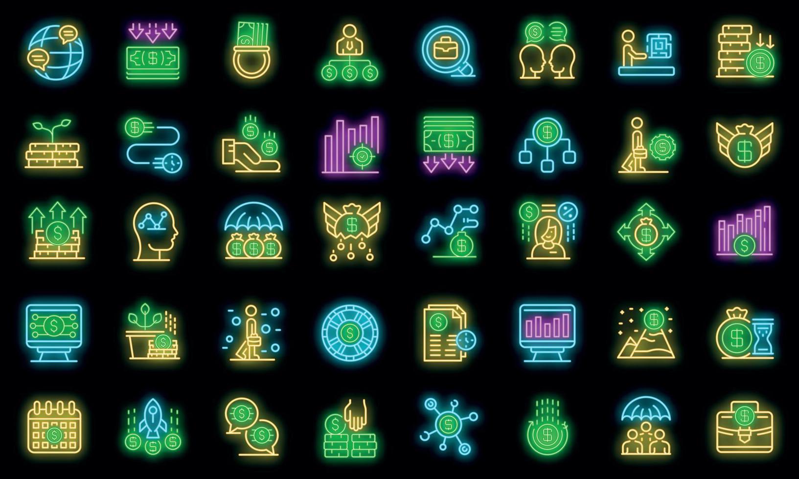 Crisis manager icons set vector neon