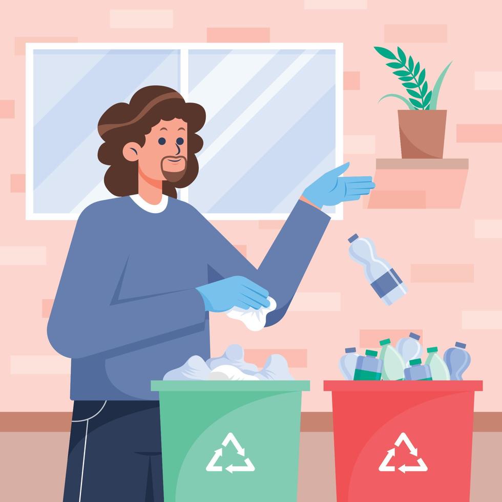 Man Recycling at Home vector