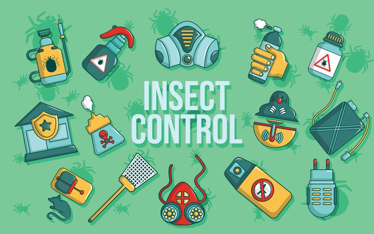 Insect control concept banner, cartoon style vector