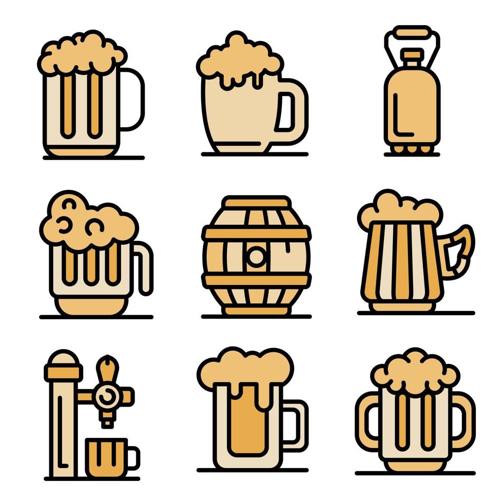 kvass, iconos, conjunto, vector, plano vector