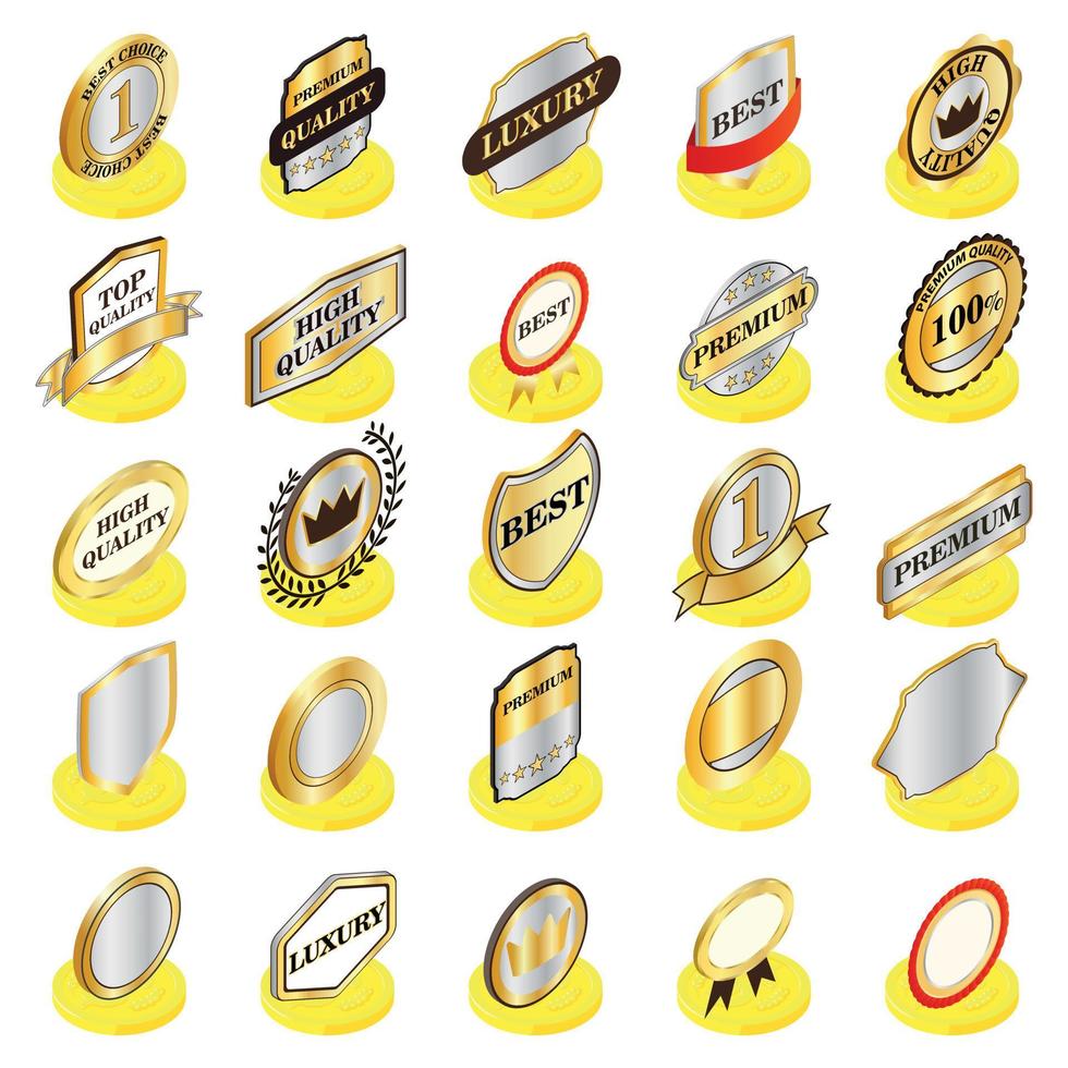 Quality icons set, isometric style vector