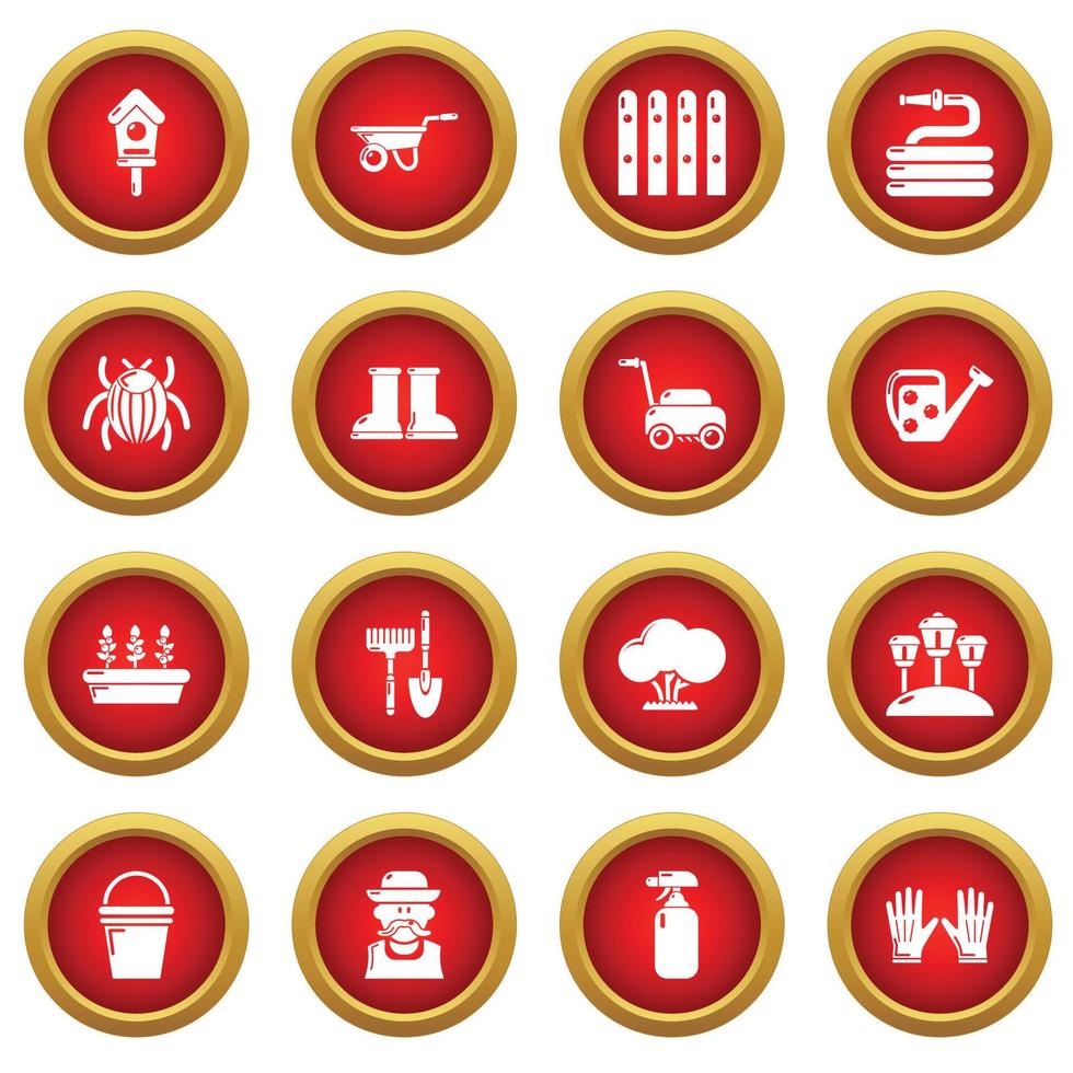 Gardener icons set, simple style vector