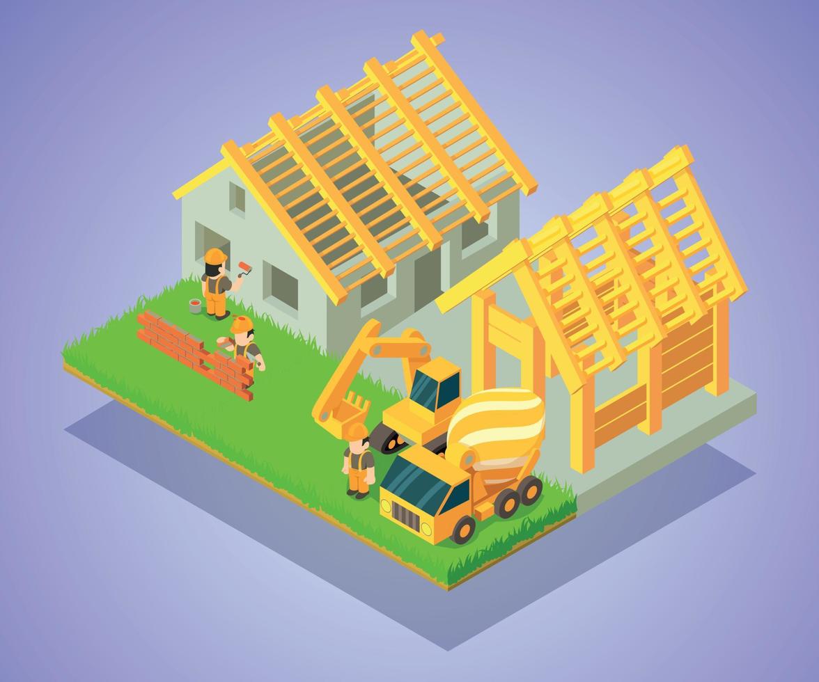 Village concept banner, isometric style vector
