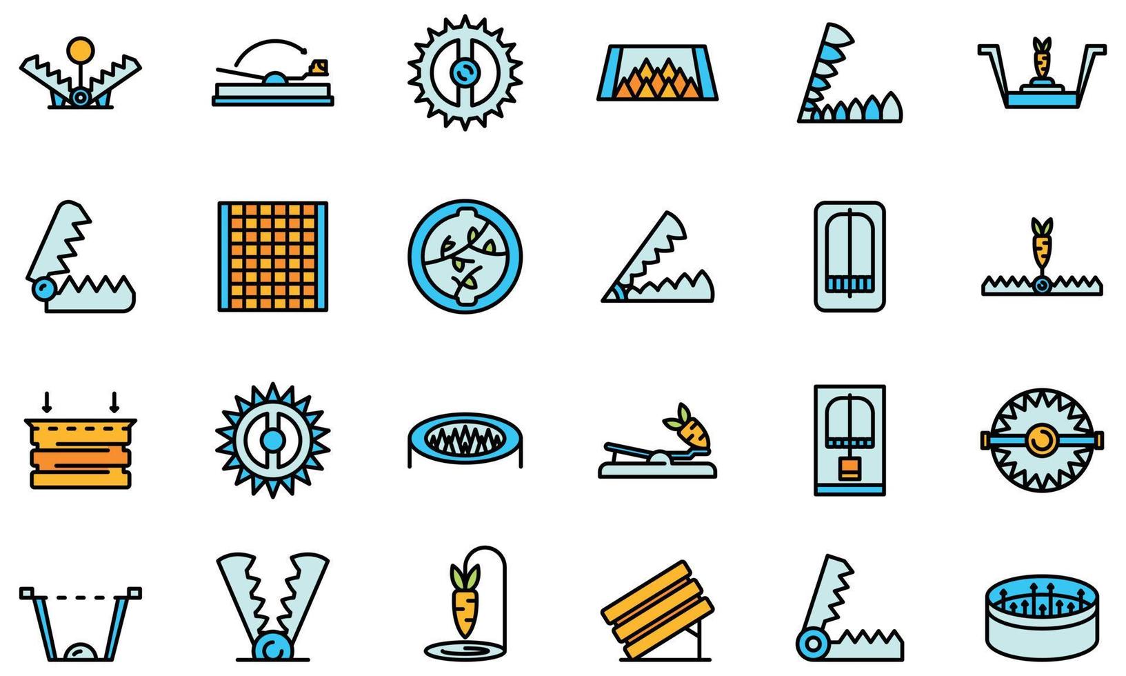 Animal trap icons set vector flat