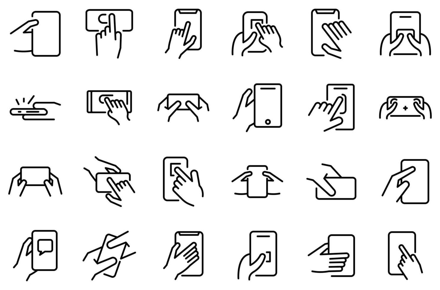 Using smartphone icons set, outline style vector