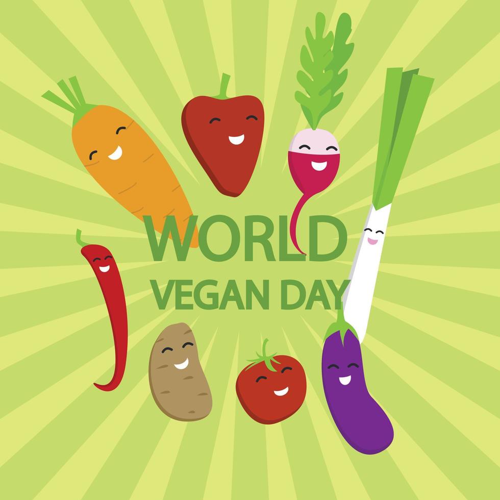 World vegan day concept background, flat style vector