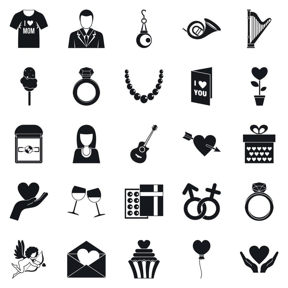 conjunto de iconos de ropa de boda, estilo simple vector