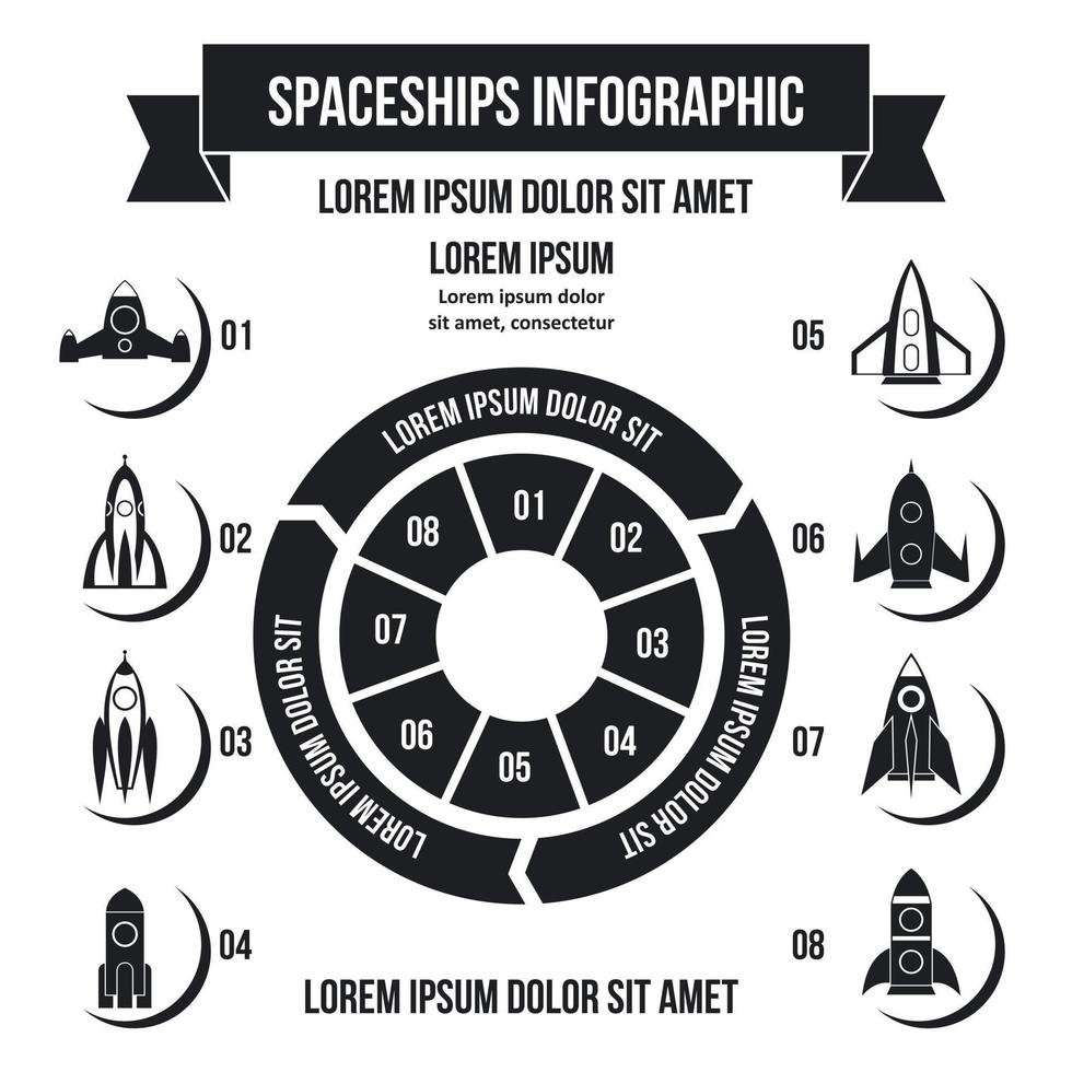 Rocket infographic concept, simple style vector