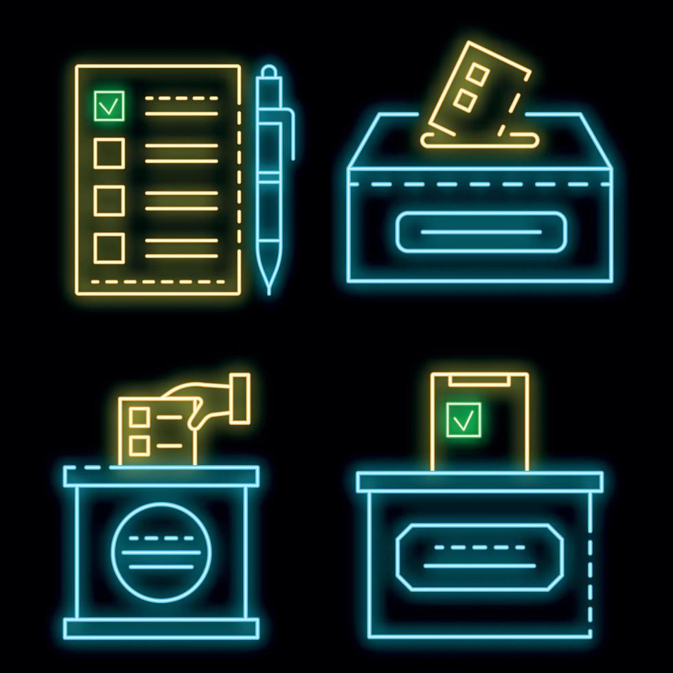 Ballot icon set vector neon