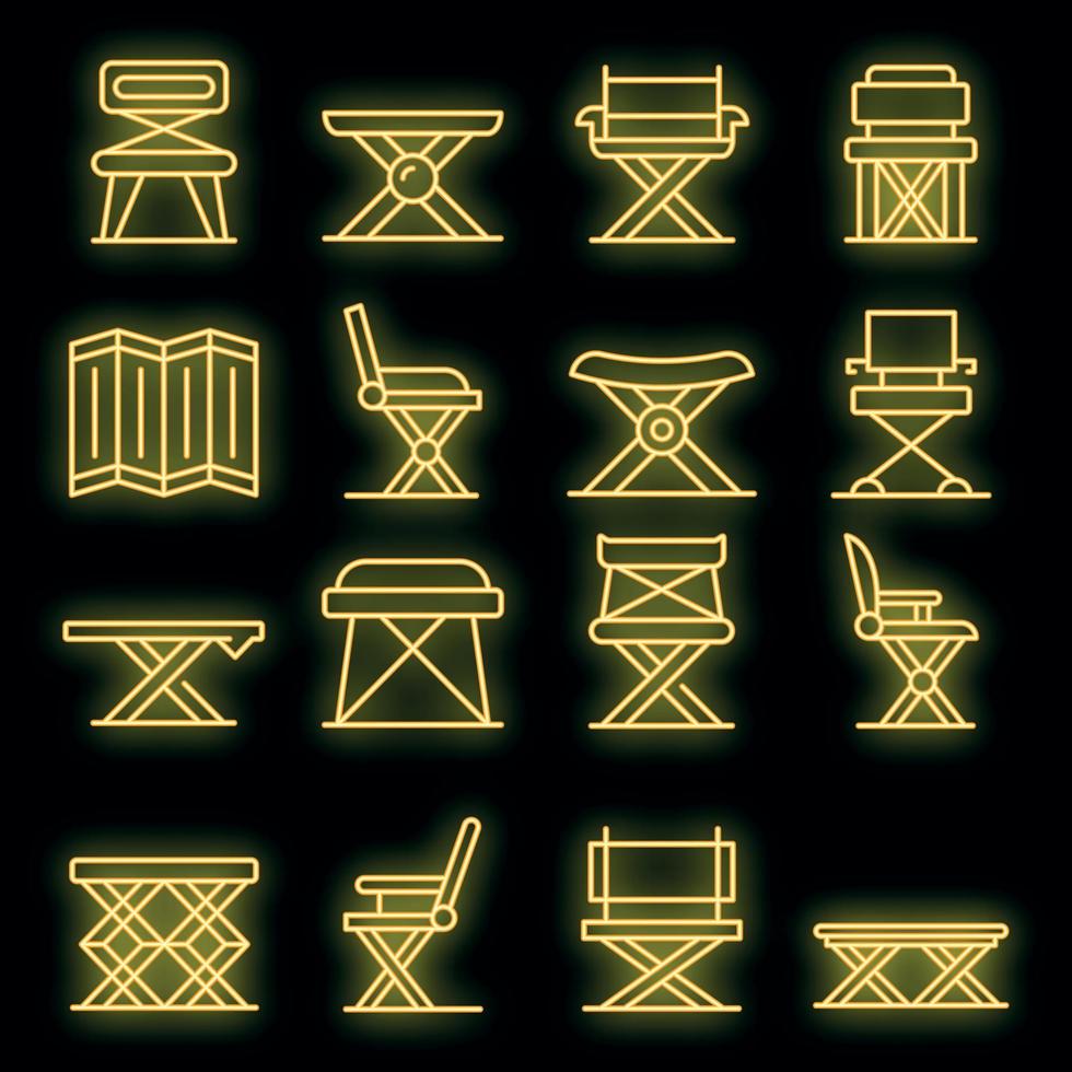 conjunto de iconos de muebles plegables neón vectorial vector