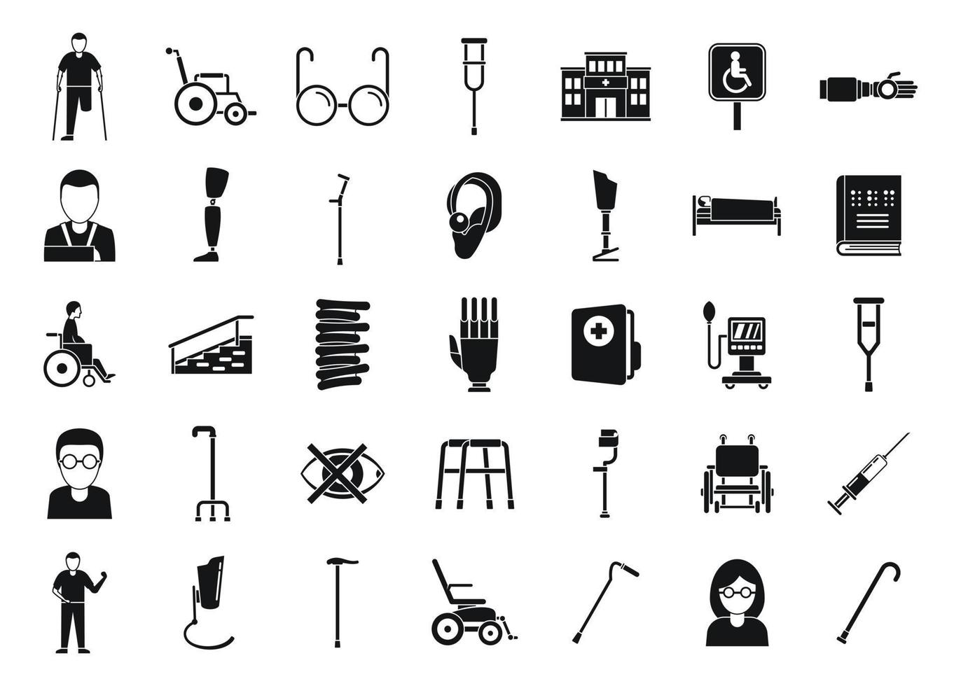 Handicapped medicine icons set, simple style vector