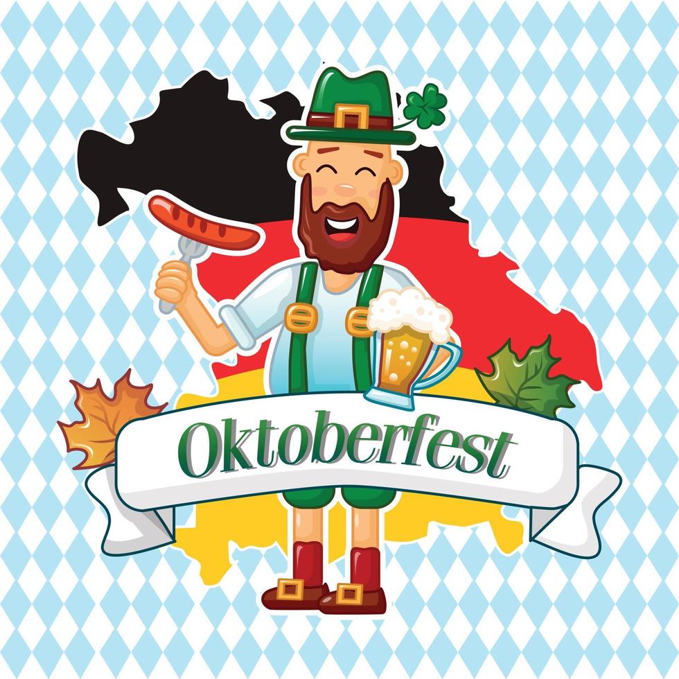 Fondo de concepto de hombre alemán oktoberfest, estilo de dibujos animados vector