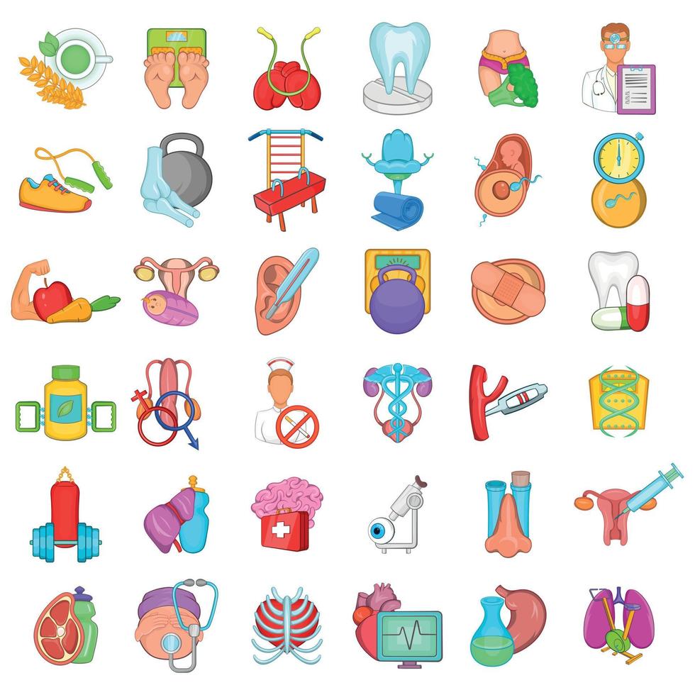 Rehabilitation icons set, cartoon style vector