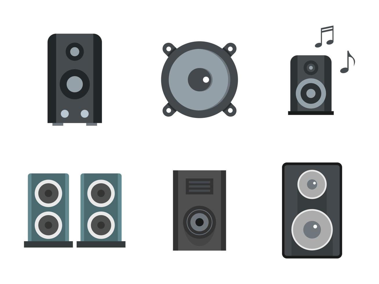 Speaker icon set, flat style vector