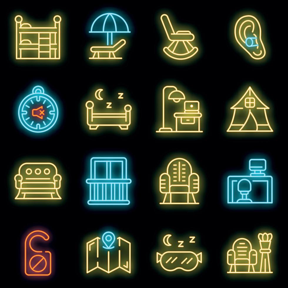 Quiet spaces icons set vector neon 8658589 Vector Art at Vecteezy