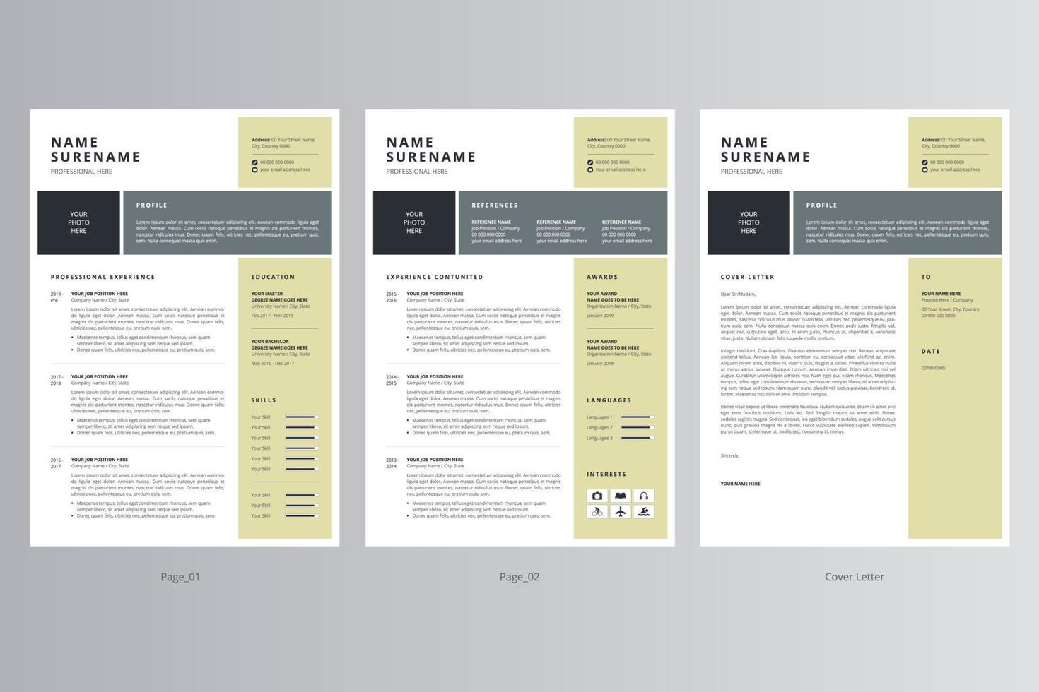 Professional Resume and Cover Letter Template. Pro Vector