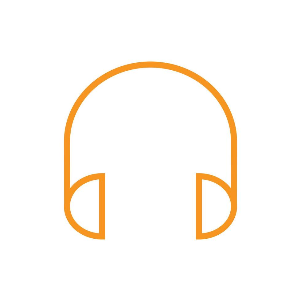 eps10 auriculares vectoriales naranjas o icono de arte de línea de auriculares en un estilo moderno simple y plano aislado en fondo blanco vector