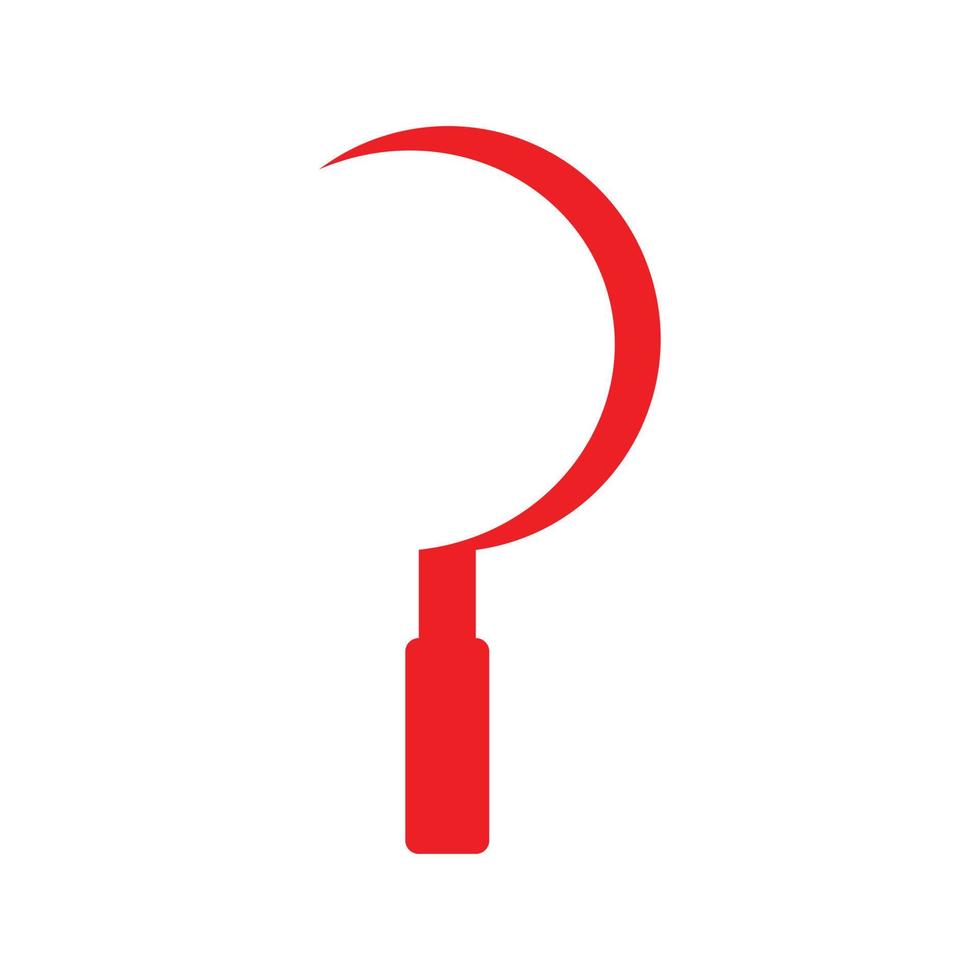 eps10 icono de hoz de jardinería vectorial rojo o logotipo en estilo moderno plano simple aislado en fondo blanco vector