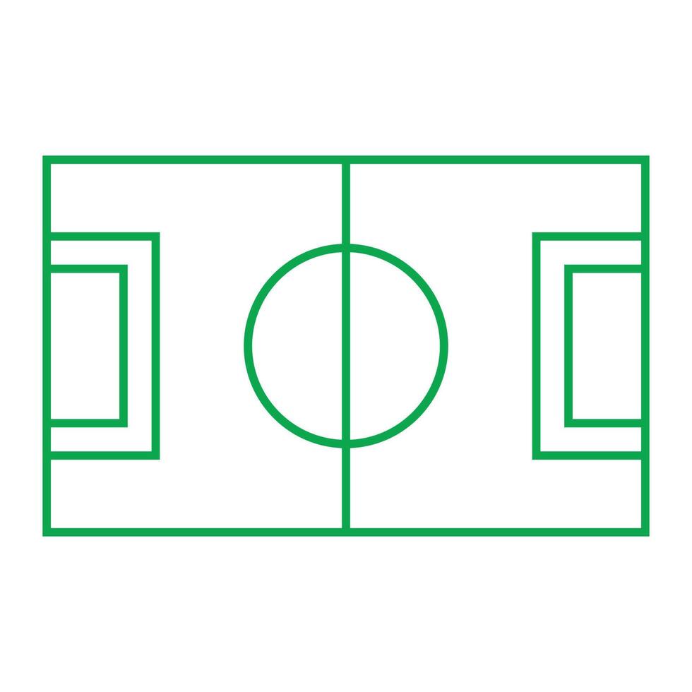 eps10 campo de fútbol vectorial verde o icono de arte de línea de campo de fútbol en estilo moderno simple y plano aislado en fondo blanco vector