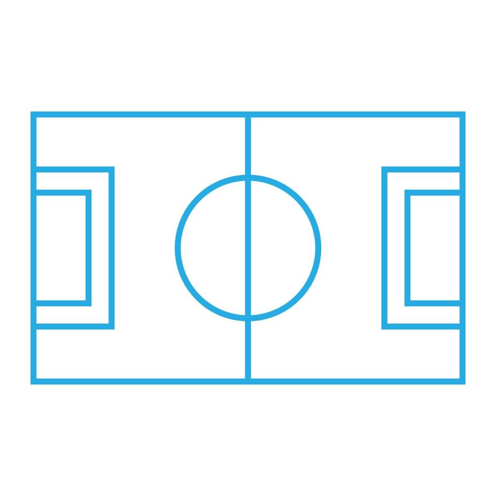 eps10 blue vector soccer field or football pitch line art icon in simple flat trendy modern style isolated on white background