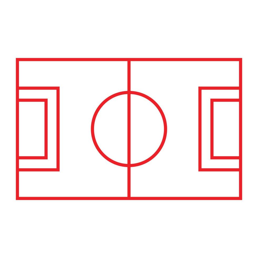 eps10 campo de fútbol vectorial rojo o icono de arte de línea de campo de fútbol en un estilo moderno plano simple aislado en fondo blanco vector