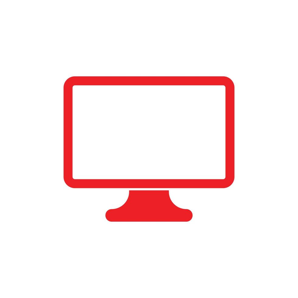 monitor de vector rojo eps10 o icono de pc en un estilo moderno simple y plano aislado en fondo blanco