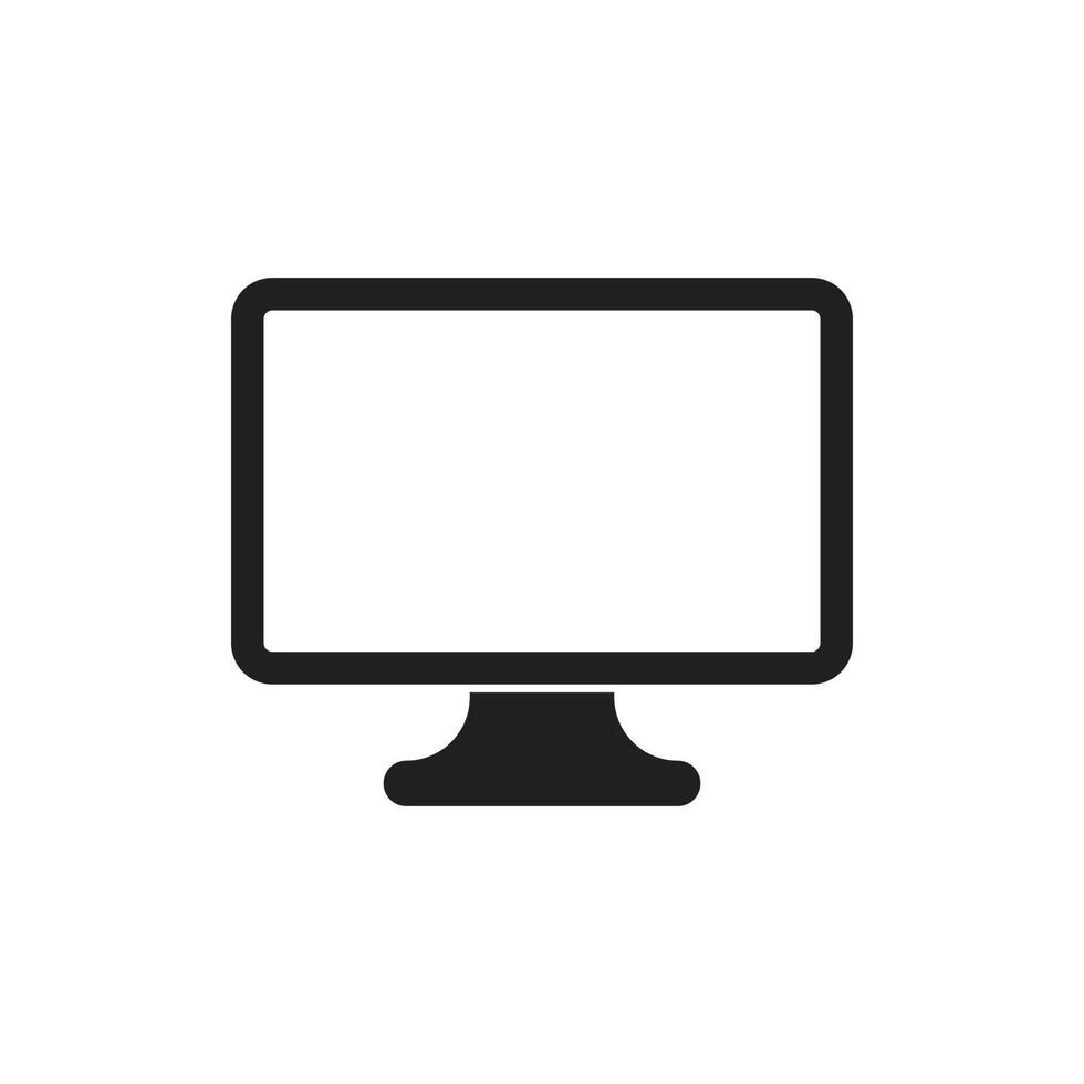 monitor de vector negro eps10 o icono de pc en un estilo moderno y plano simple aislado en fondo blanco