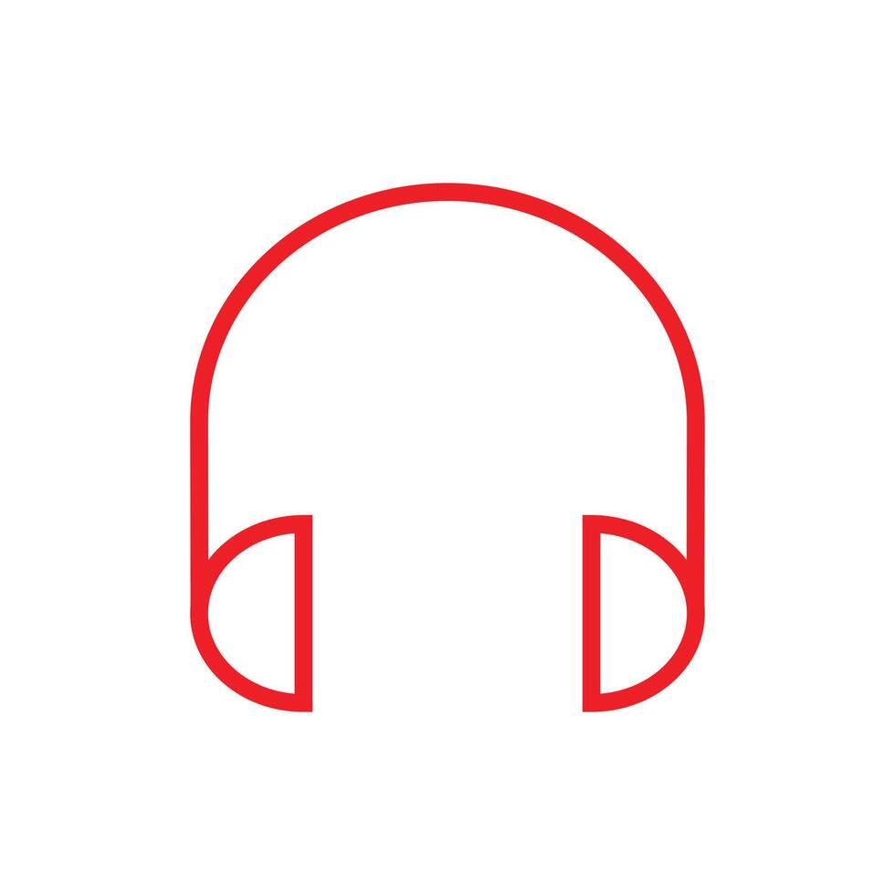 eps10 vector rojo auriculares o auriculares icono de arte de línea en estilo moderno plano simple aislado sobre fondo blanco