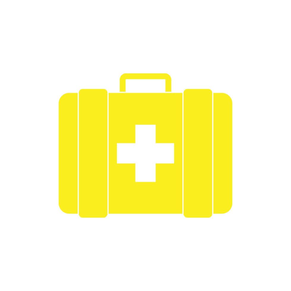 eps10 yellow vector first aid kit or briefcase solid icon in simple flat trendy modern style isolated on white background