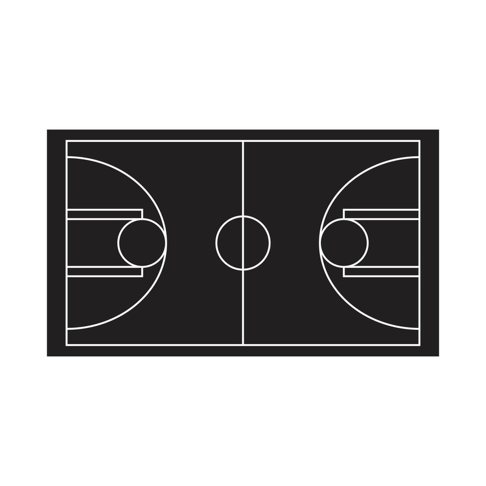 eps10 black vector basketball court icon in simple flat trendy modern style isolated on white background