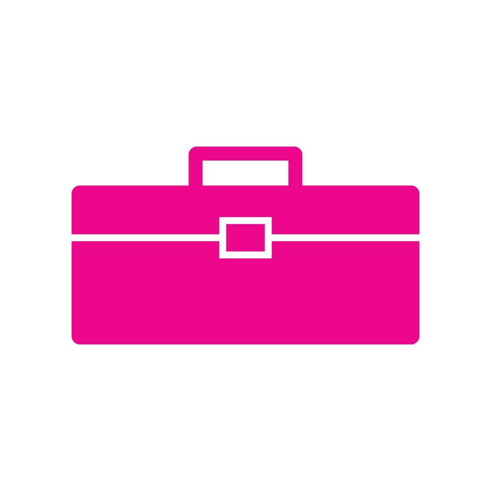 eps10 pink vector briefcase or toolbox solid icon in simple flat trendy modern style isolated on white background