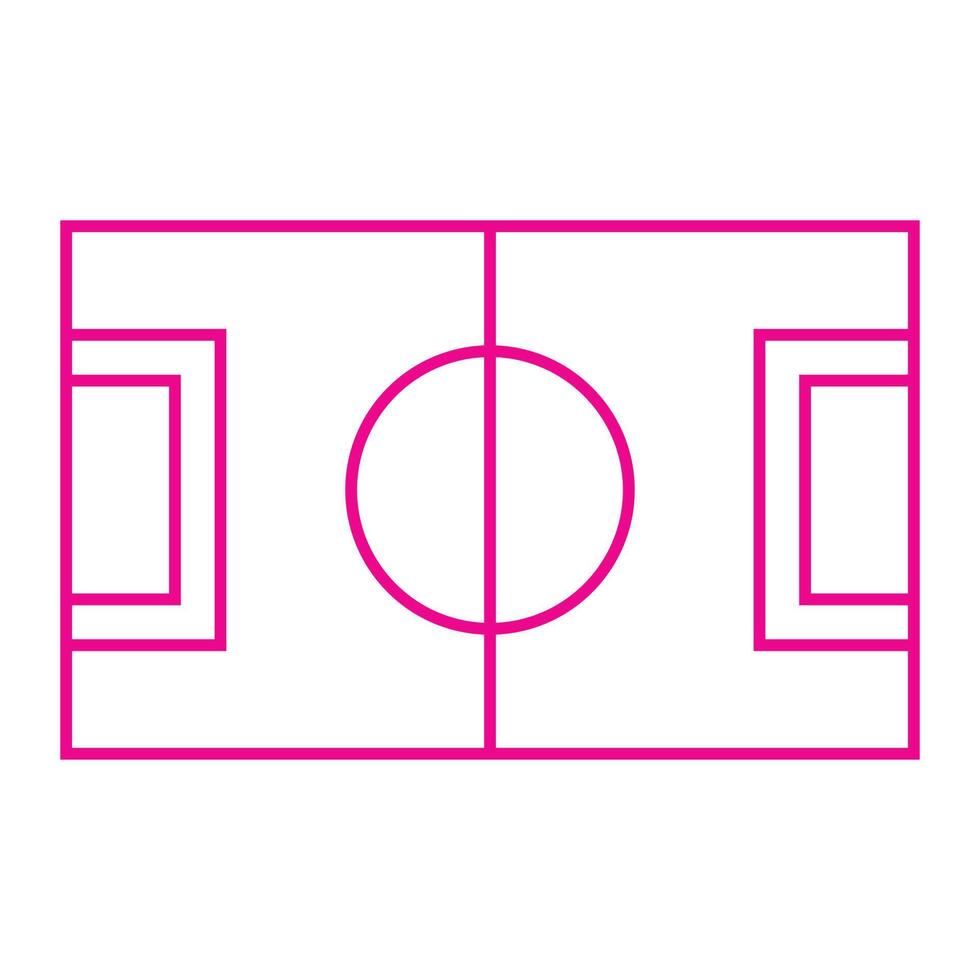 eps10 pink vector soccer field or football pitch line art icon in