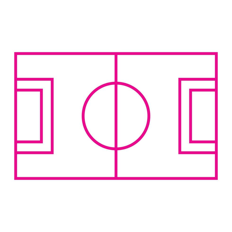 eps10 pink vector soccer field or football pitch line art icon in simple flat trendy modern style isolated on white background