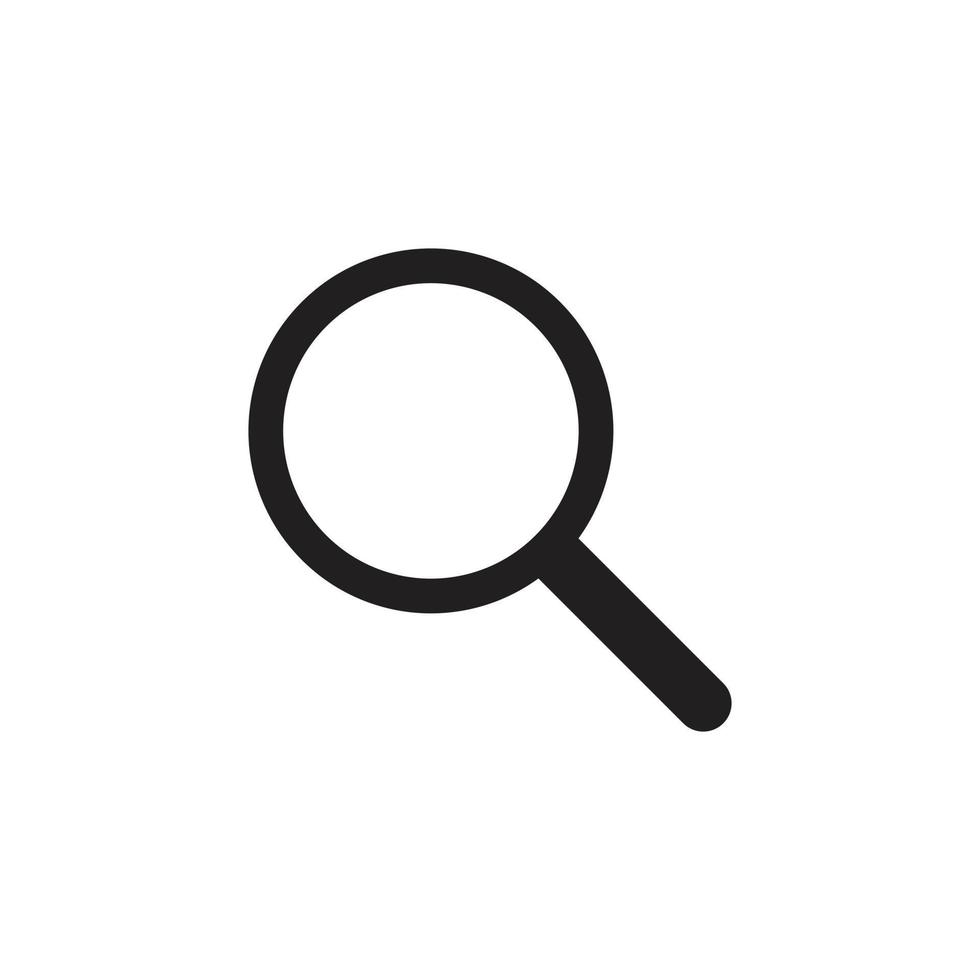 eps10 vector negro lupa o icono de búsqueda en un estilo moderno plano simple aislado en fondo blanco