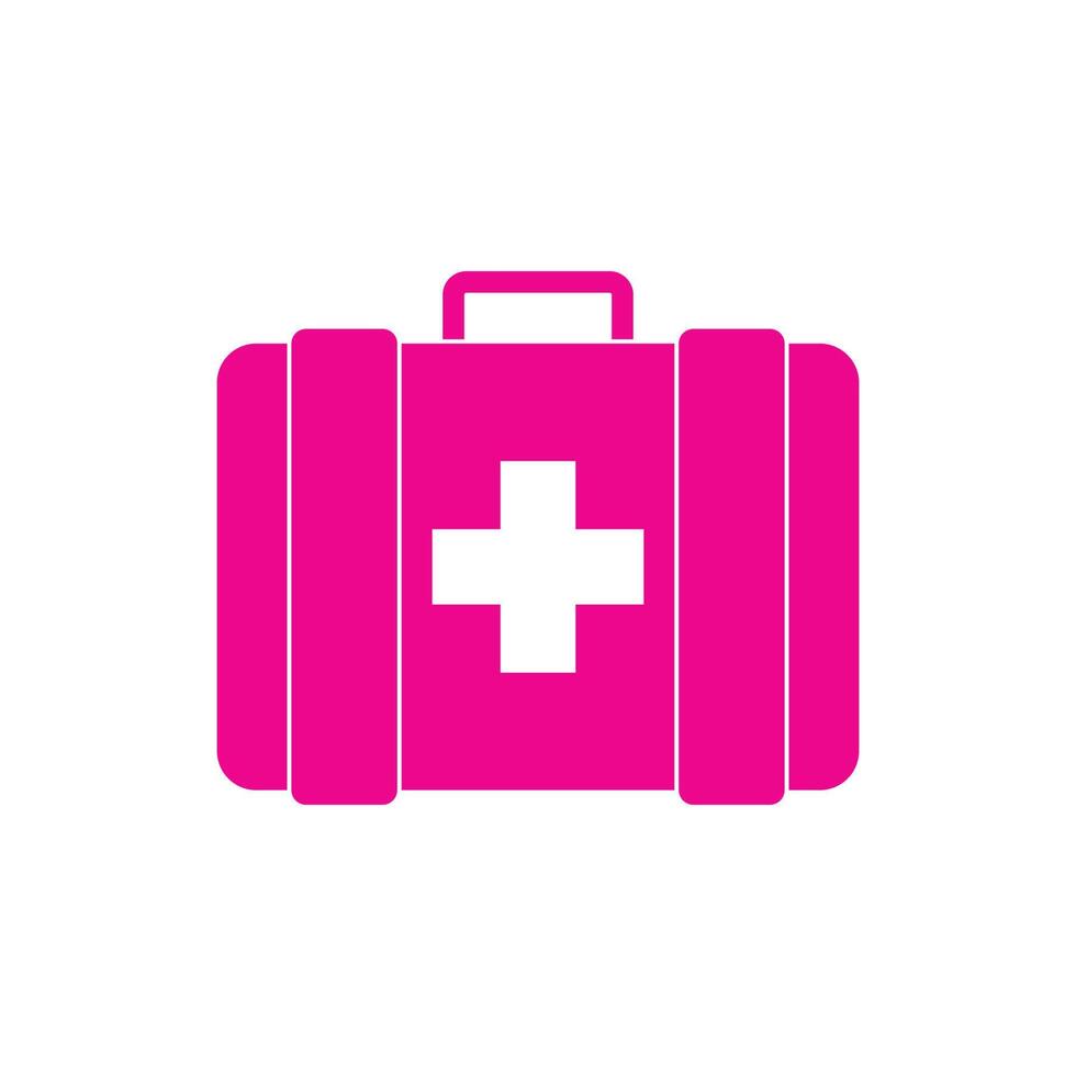 eps10 pink vector first aid kit or briefcase solid icon in simple flat trendy modern style isolated on white background