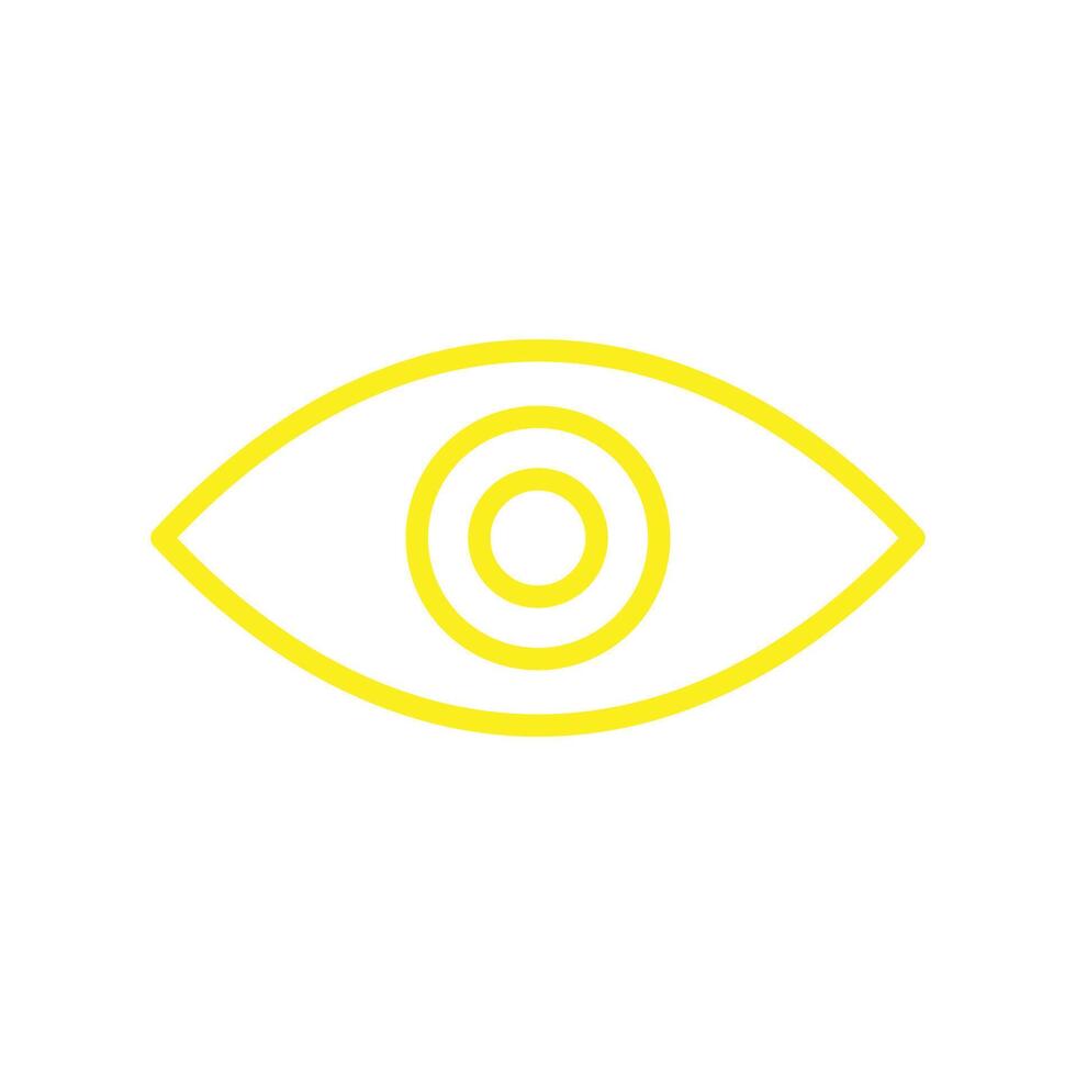 eps10 yellow vector human eye line art icon or logo in simple flat trendy modern style isolated on white background