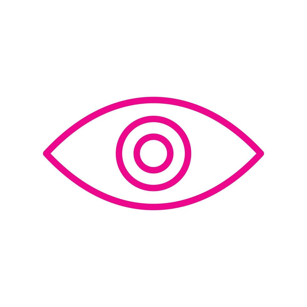 eps10 rosa vector ojo humano línea arte icono o logotipo en estilo moderno plano simple aislado sobre fondo blanco