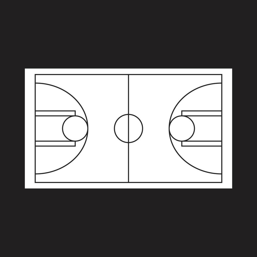 eps10 icono de cancha de baloncesto de vector blanco en estilo moderno plano simple aislado en fondo negro